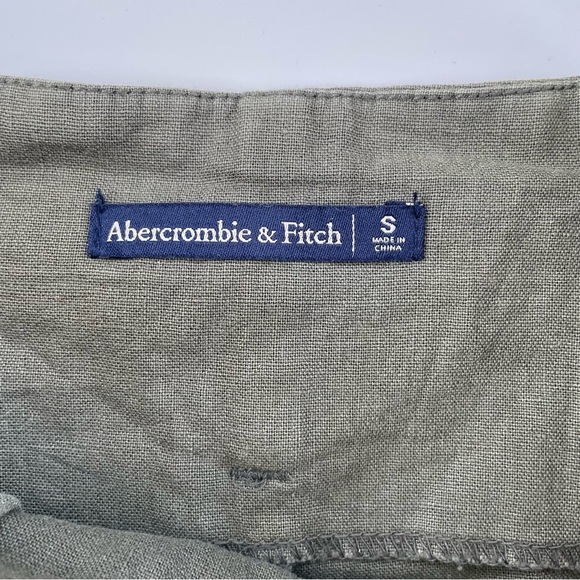 Abercrombie & Fitch Women's Green Linen Blend High Waist Paperbag Pants SMALL - Picture 6 of 10